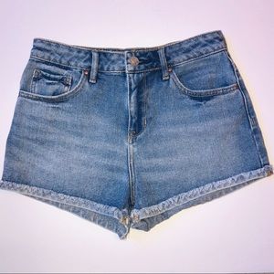 PAC SUN high waisted distressed denim shorts